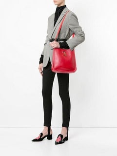 Hermes Red Leather Gold Mens Womens Carryall Crossbody Shoulder Bag