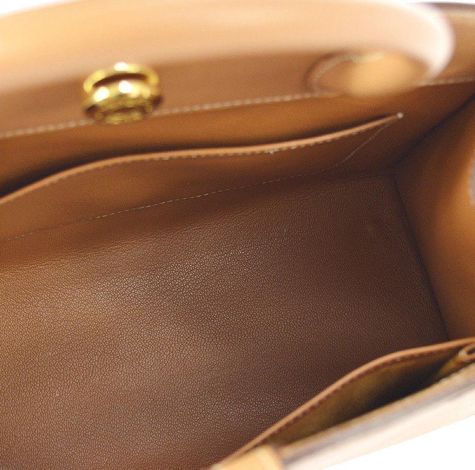 Hermes Cognac Tan Leather Gold Top Handle Satchel Tote Bag 3