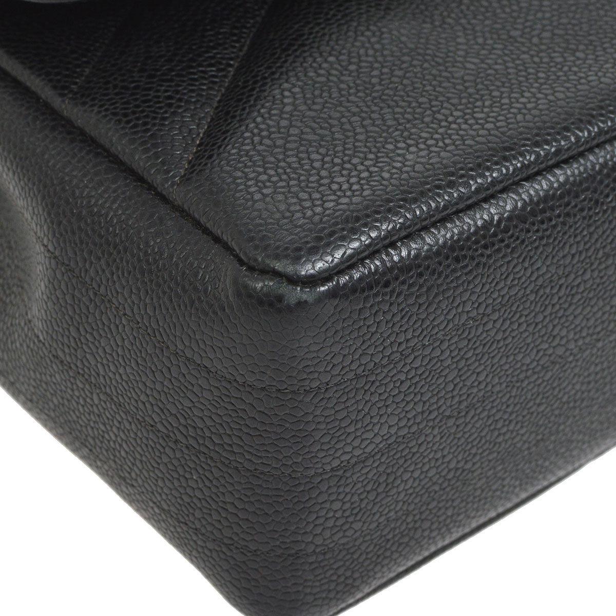 Chanel Rare Large Black Leather CC Logo Evening Flap Shoulder Bag in Box 1