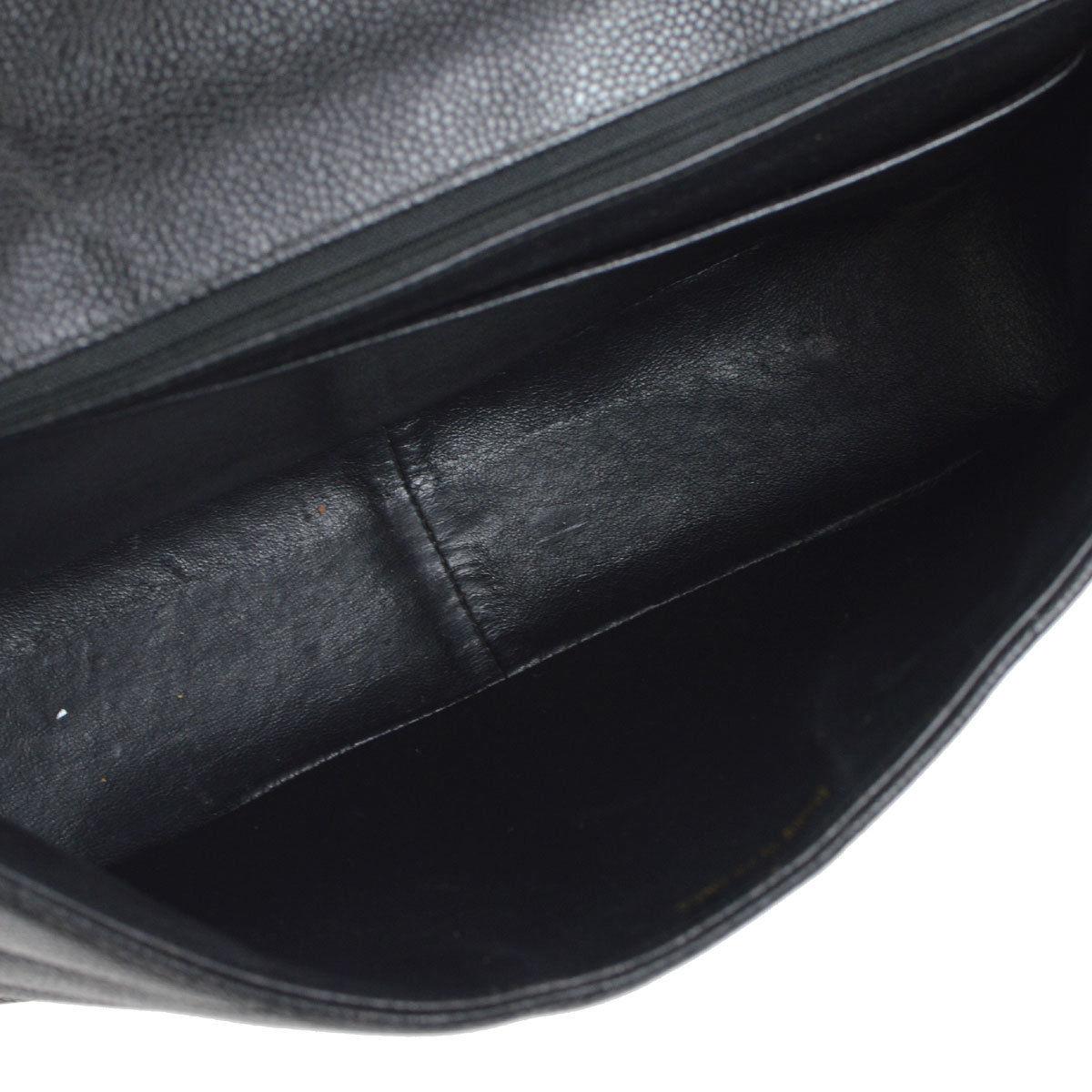 Chanel Rare Large Black Leather CC Logo Evening Flap Shoulder Bag in Box 2