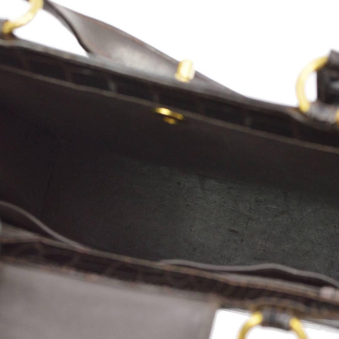 Chanel Rare Crocodile Gold Kelly StyleEvening Top Handle Satchel Bag in Box 2