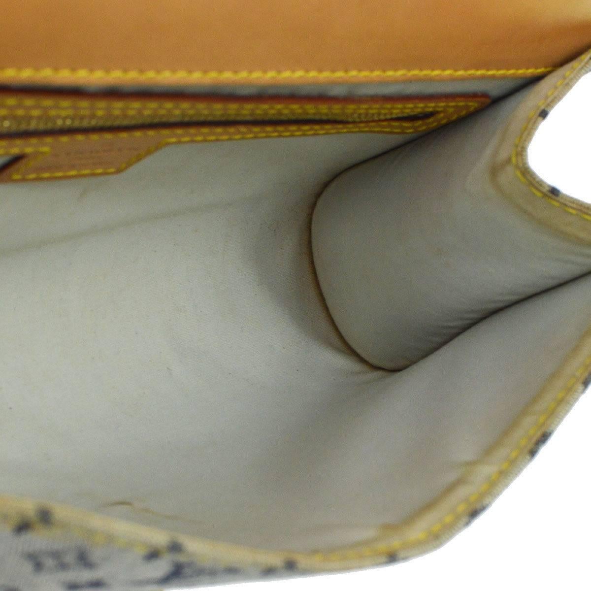 Gray Louis Vuitton Denim Monogram Leather Gold Chain Crossbody Flap Shoulder Bag