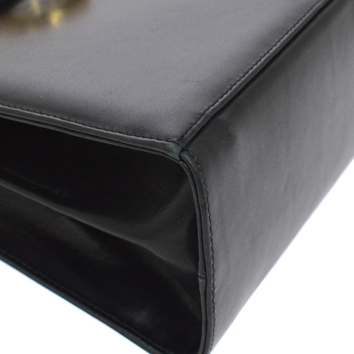 Salvatore Ferragamo Black Leather Gold Kelly Style Top Handle Mini Bag ...