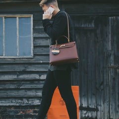 Hermes Kelly 28 Chocolate Brown Leather Mini Top Handle Satchel Shoulder Bag