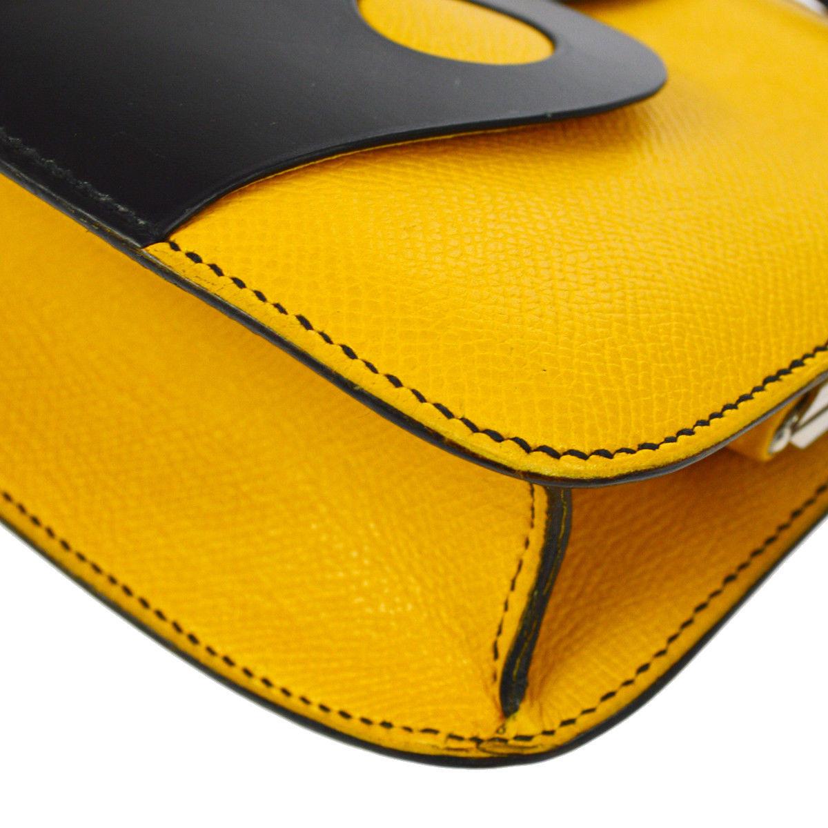 Hermes Rare Leather Yellow Black Taxi 2 in 1 Evening Clutch Shoulder Bag 1