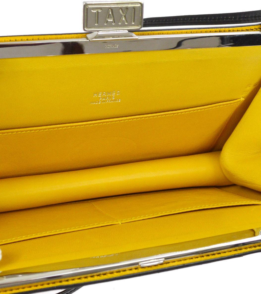 Hermes Rare Leather Yellow Black Taxi 2 in 1 Evening Clutch Shoulder Bag 2