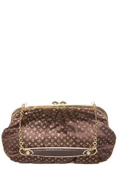 Louis Vuitton Brown Gold Monogram Snakeskin 2 in 1 Evening Clutch Shoulder Bag