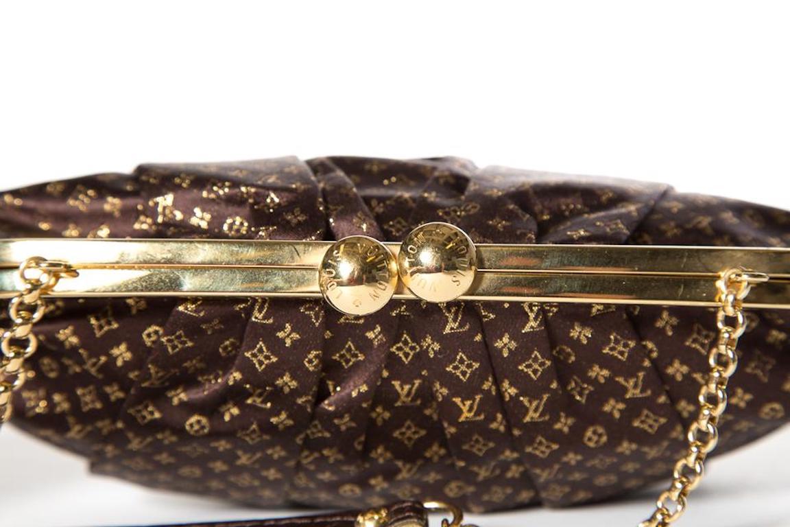 Black Louis Vuitton Brown Gold Monogram Snakeskin 2 in 1 Evening Clutch Shoulder Bag