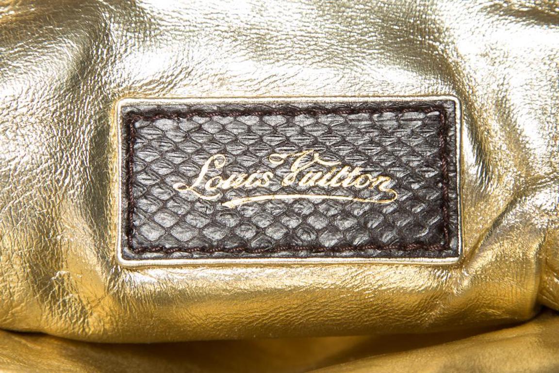 Louis Vuitton Brown Gold Monogram Snakeskin 2 in 1 Evening Clutch Shoulder Bag 2