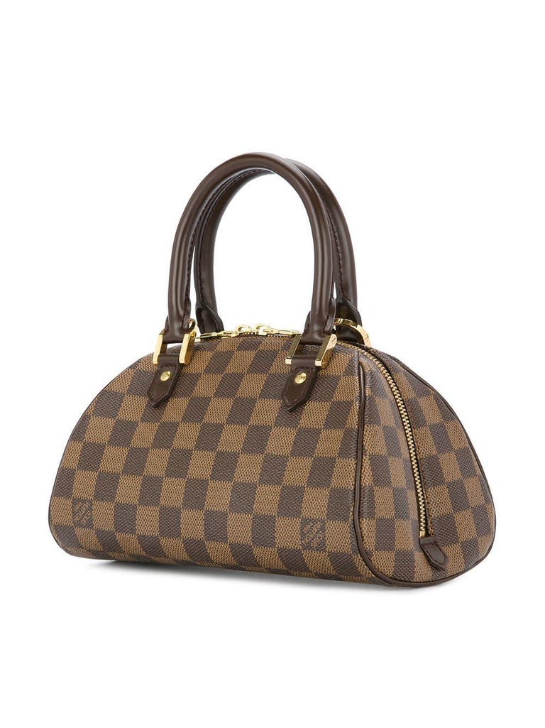 Louis Vuitton Brown Damier Monogram Small Evening Top Handle Satchel Bag II For Sale at 1stDibs