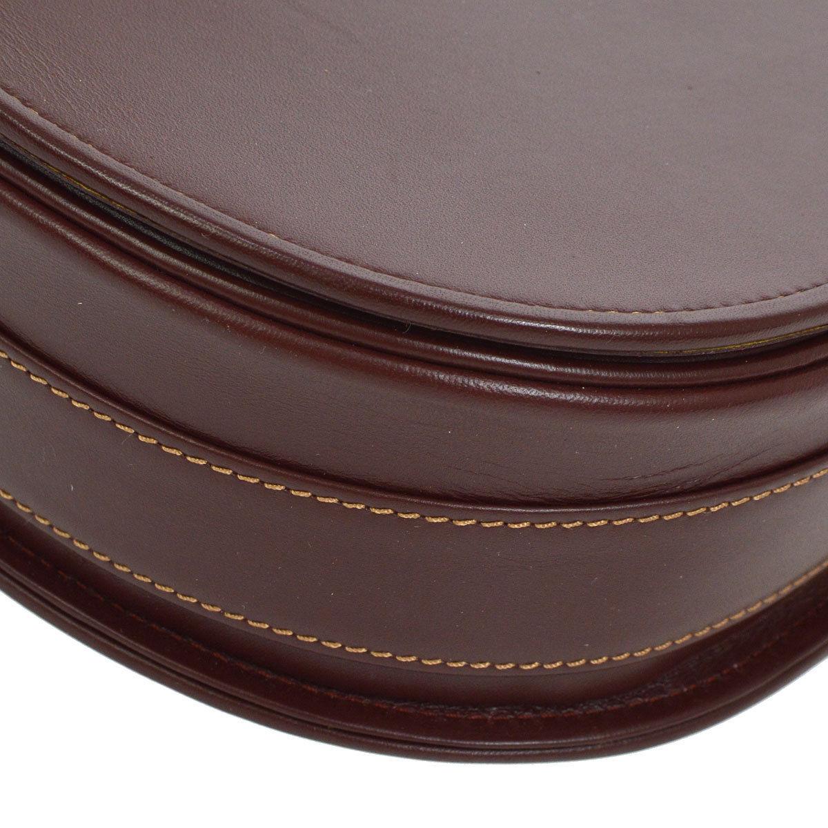 Women's Cartier Burgundy Wine Leather Saddle Top Handle Shoulder Flap Bag