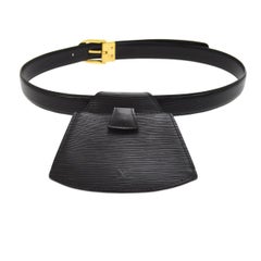 Louis Vuitton Black Leather Men's Women's Fanny Pack Waist Bag