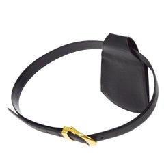 Louis Vuitton Black Leather Men's Women's Fanny Pack Waist Bag