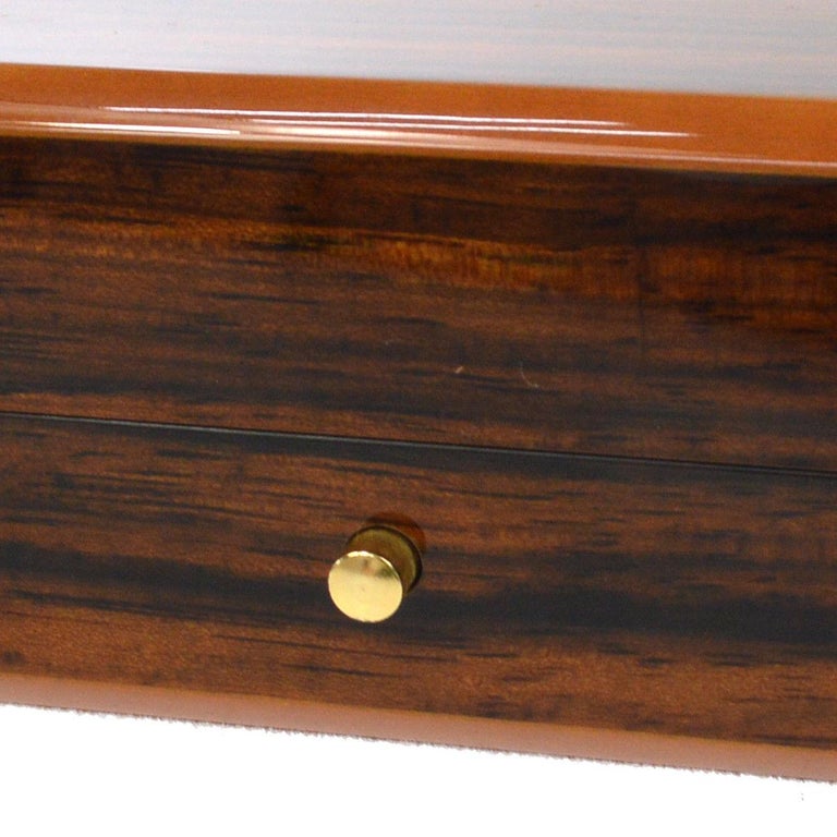 Louis Vuitton Men&#39;s Brown Wooden Gold Logo Cigar Storage Case Box at 1stdibs