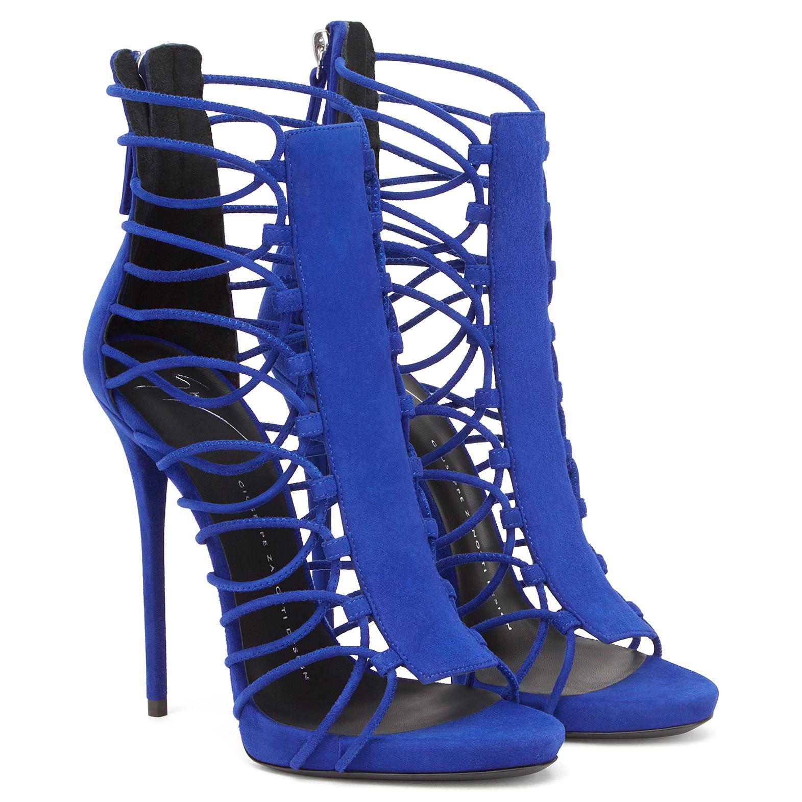 Women's Giuseppe Zanotti NEW Blue Suede Gladiator Evening Evening Sandals Heels in Box