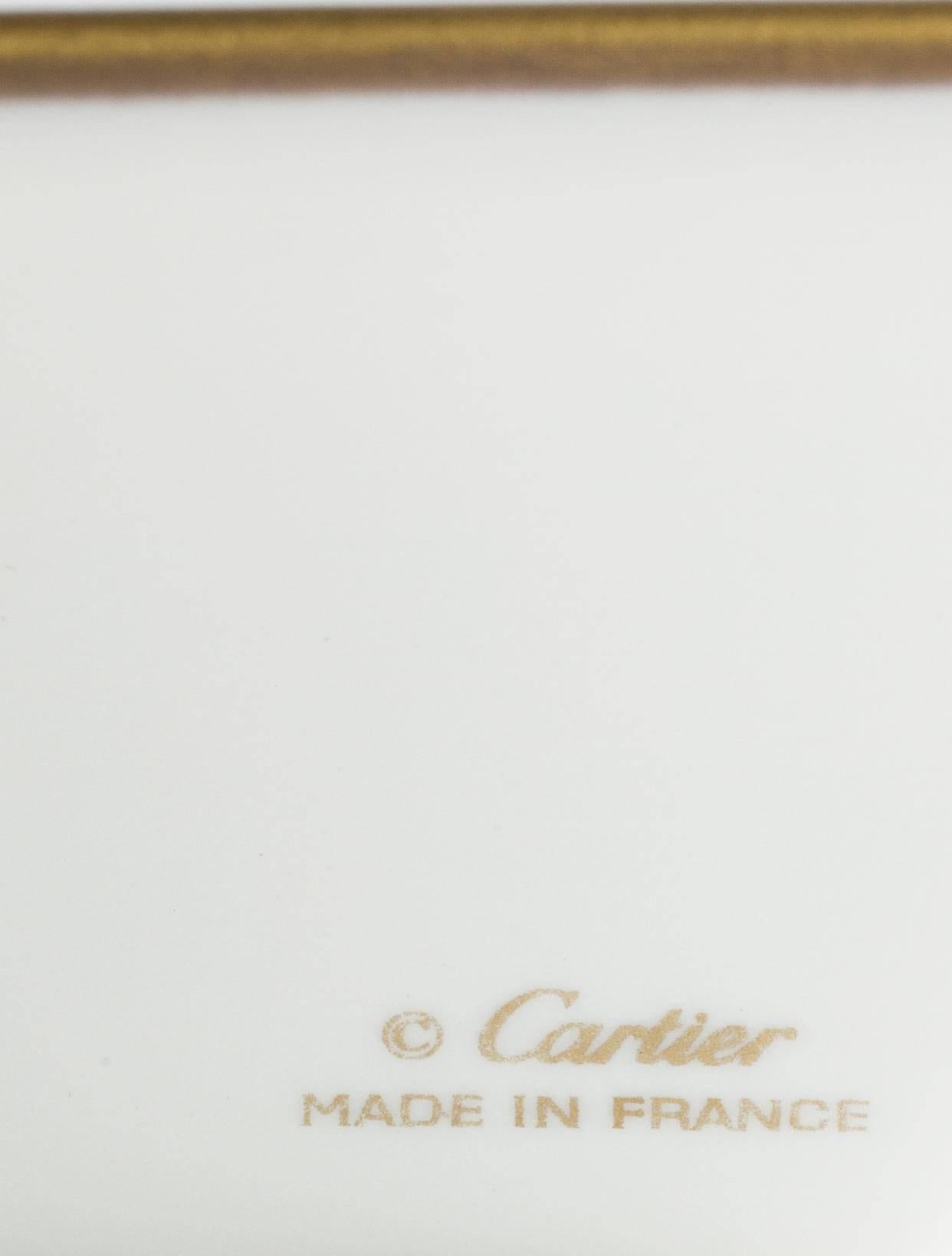 Cartier NEU Weißes Porzellan Gold Trim Table Serving Dekoratives Schreibtischtablett in Box (Grau)