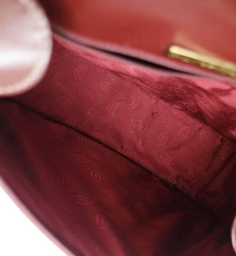 Cartier Wine Burgundy Leather Gold Saddle Flap Shoulder Crossbody Bag 1