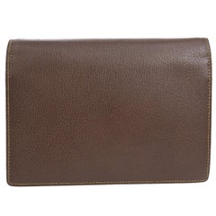 Gucci Chocolate Brown Leather Envelope Flip Lock Evening Clutch Flap Bag