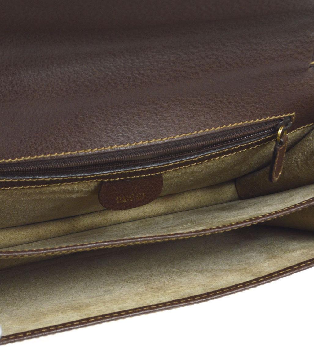 Women's Gucci Chocolate Brown Leather Envelope Flip Lock Evening Clutch Flap Bag