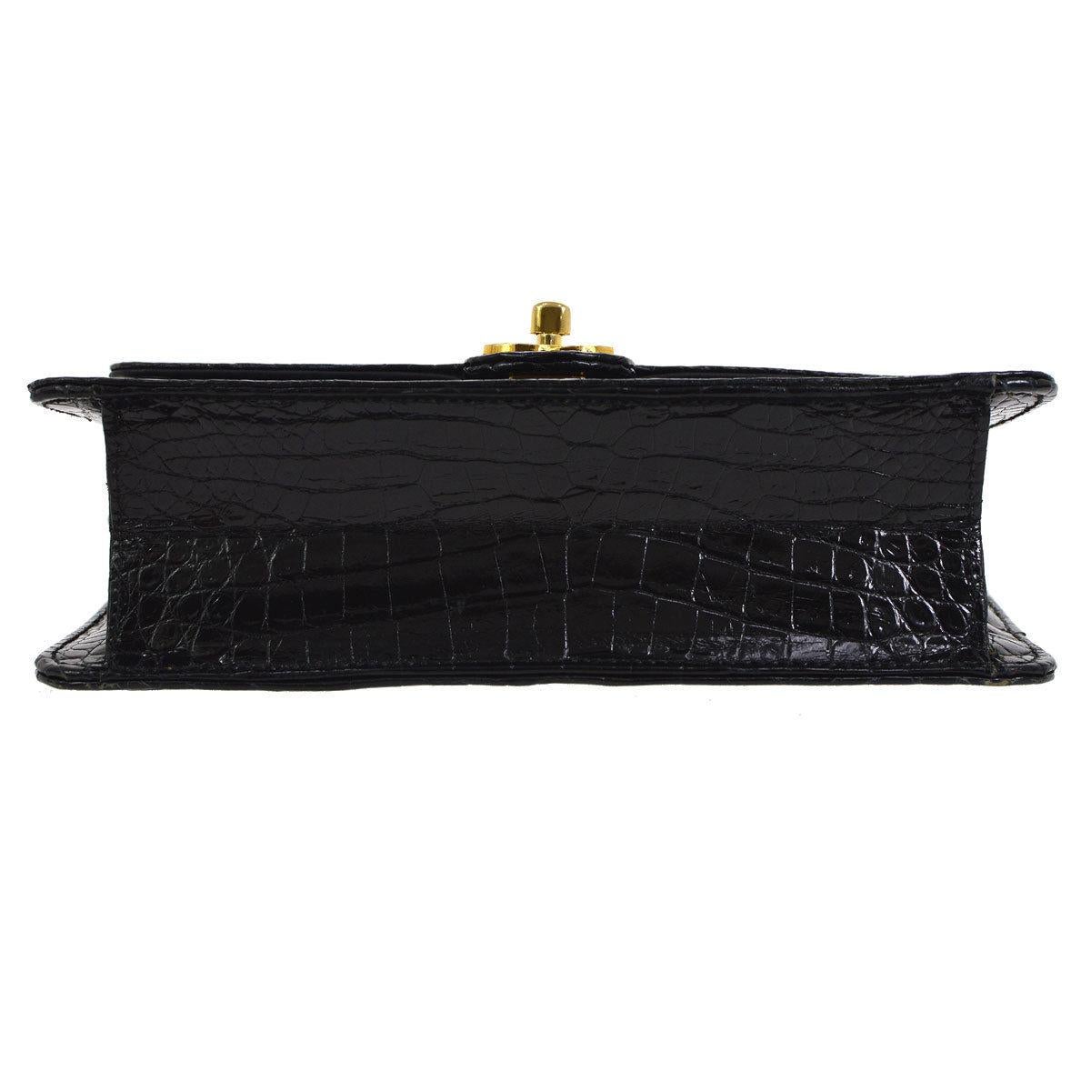 Chanel Rare Black Crocodile Small Party Evening Shoulder Flap Bag 1
