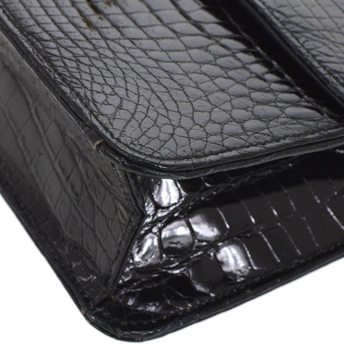 Chanel Rare Black Crocodile Small Party Evening Shoulder Flap Bag 2