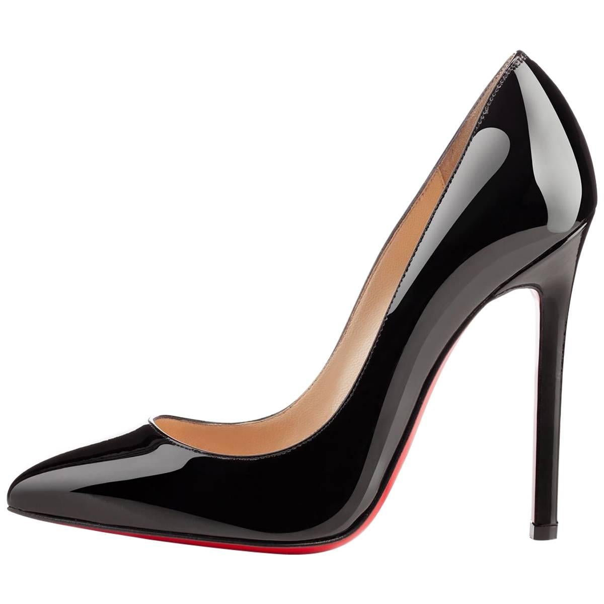 Christian Louboutin NEW Pigalle 120 Black Patent Leather High Heels Pumps in Box