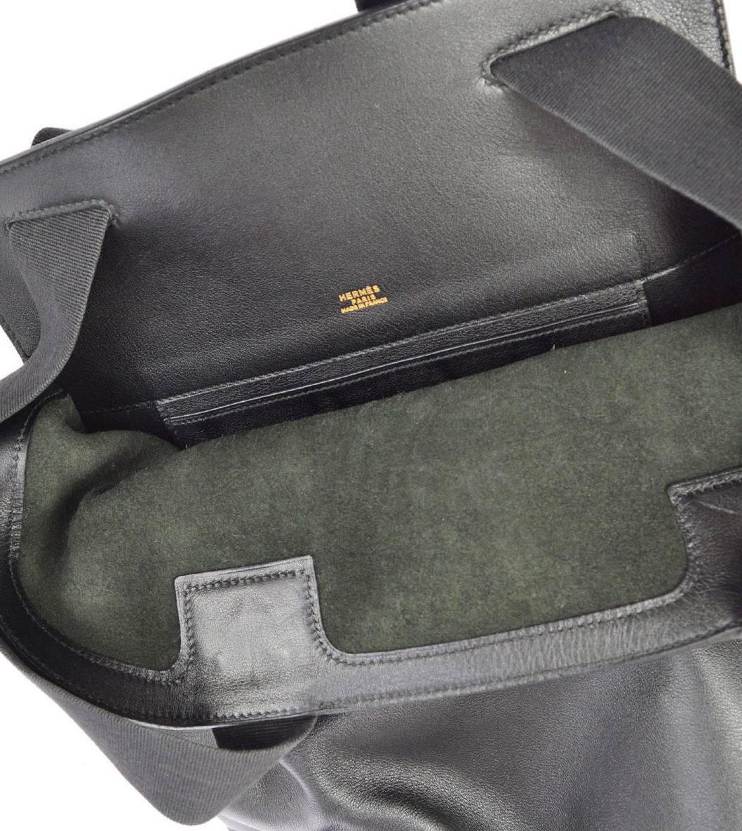 Hermes Black Leather Men's Women's Travel Carryall Shoulder Backpack 4