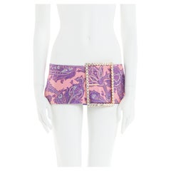 Dolce & Gabbana S/S 2000 Purple & pink silk micro mini skirt with Swarovski