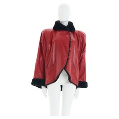Yves Saint Laurent Fourrures 80s Red leather and black lambskin jacket