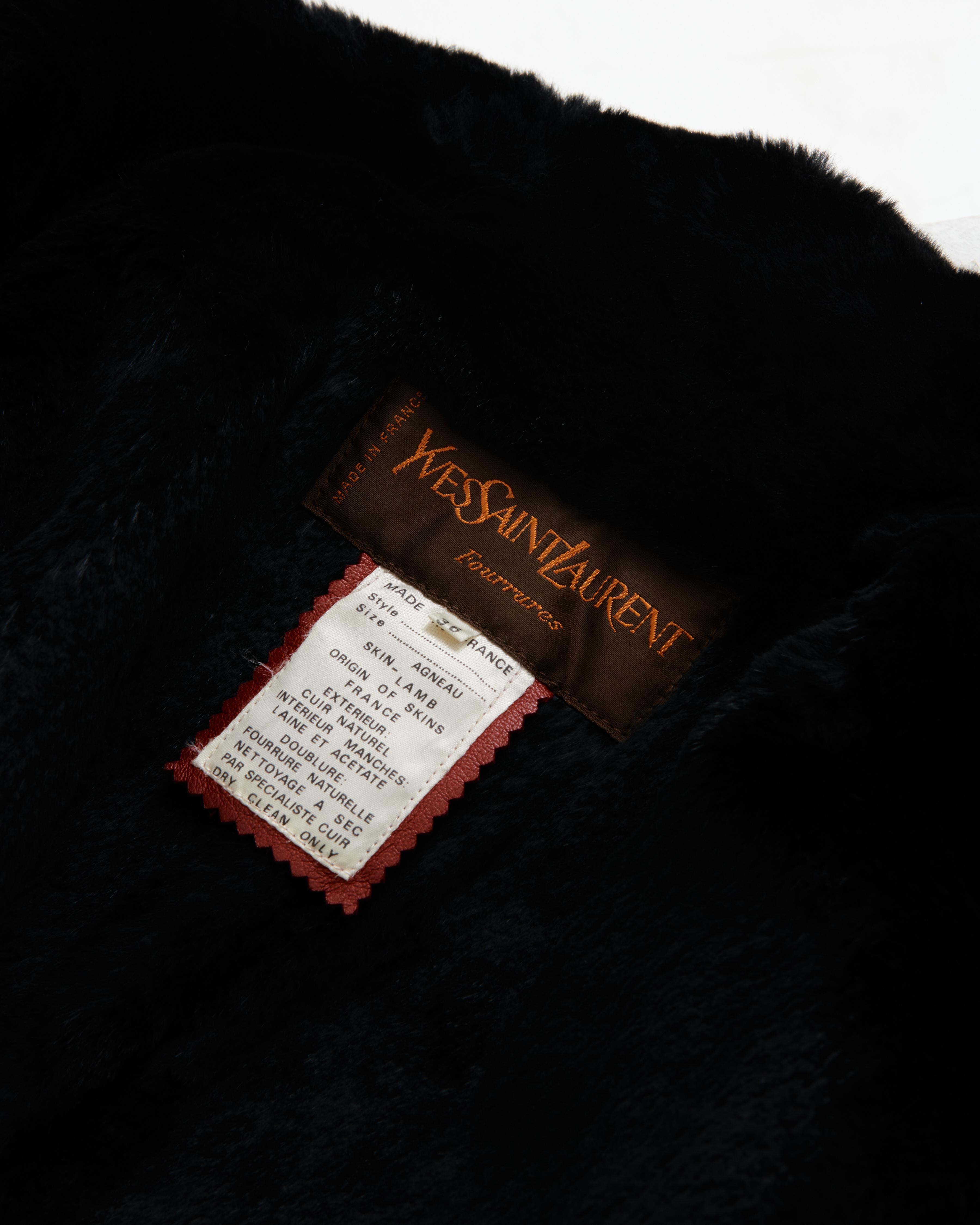 Yves Saint Laurent Fourrures 80s Red leather and black lambskin jacket en vente 4