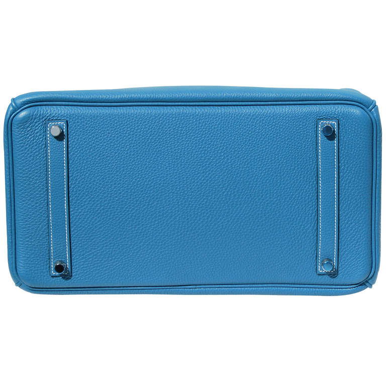 Women's or Men's 35cm Hermes Blue Jean Togo Leather Birkin Handbag For Sale