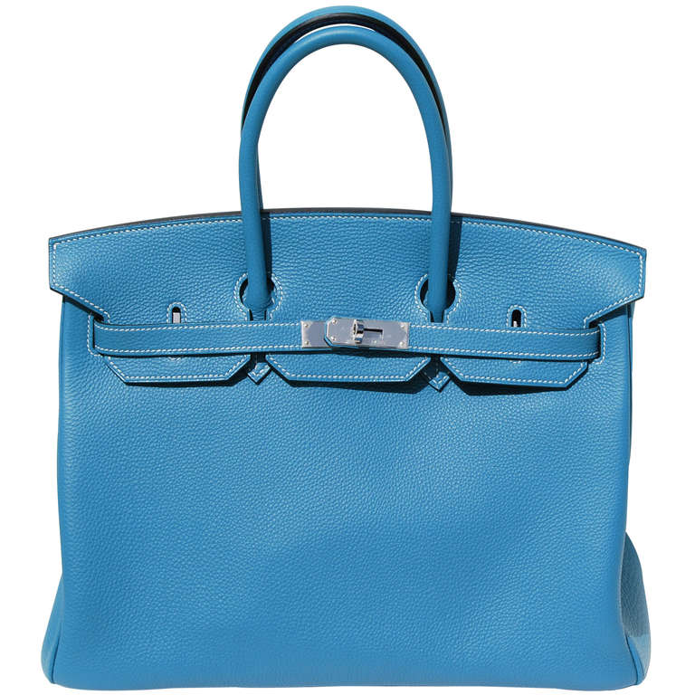 GORGEOUS!!

BRAND NEW

35cm Hermes Blue Jean Togo Leather Birkin Handbag | White Stitching | Palladium Hardware | L Stamp

The bag measures 35cm / 14