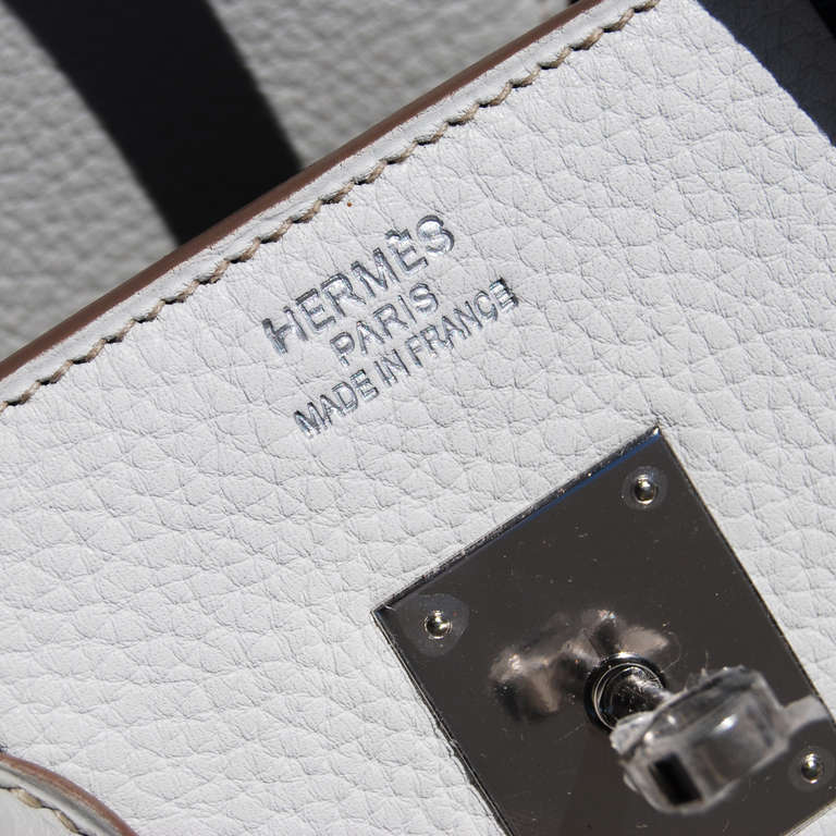 35cm Hermes Gris Pearl Taurillon Clemence Club Leather & Lizard Birkin Handbag 1