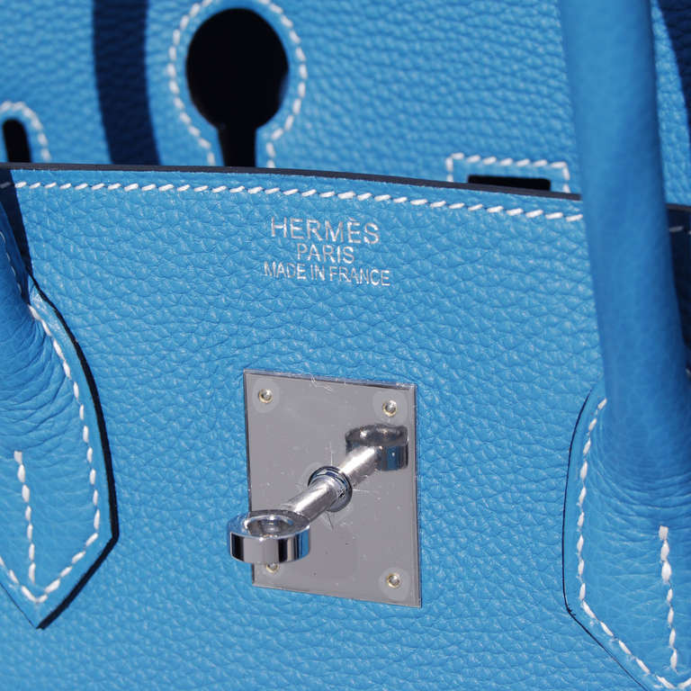35cm Hermes Blue Jean Togo Leather Birkin Handbag For Sale 1