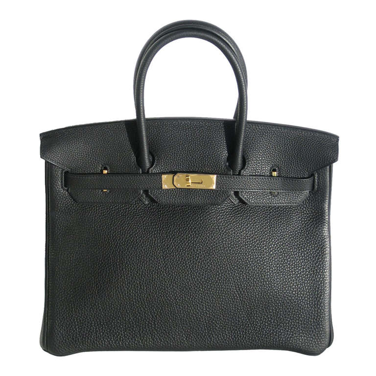 35cm Hermès Black Togo Leather Birkin Handbag with Gold Hardware For Sale