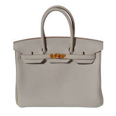 35cm Hermès Gris Perle Togo Leather Birkin Handbag with Gold Hardware
