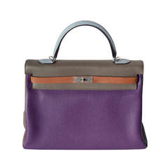 35cm Hermes Arlequin Taurillon Clemence Leather Kelly Handbag #9957