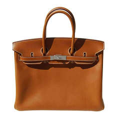 35cm Hermès Barenia Leather Birkin Handbag with Palladium Hardware