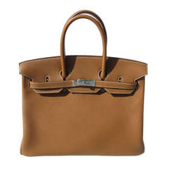 35cm Hermes Gold Togo Leather Birkin Bag Handbag