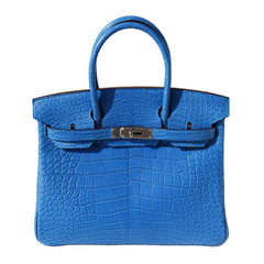 30cm Hermès Mykonos Alligator Birkin Bag Handbag