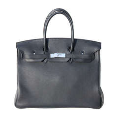35cm Hermes Bag Black Togo Leather Birkin Handbag