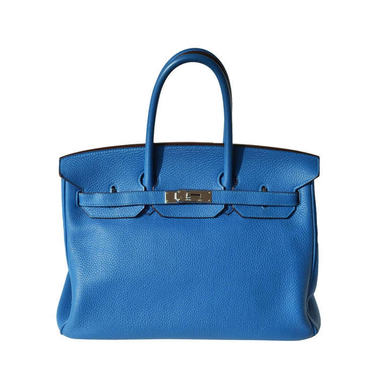 35 Hermes Birkin Handbag / Mykonos Taurillon Clemence Leather / For Sale