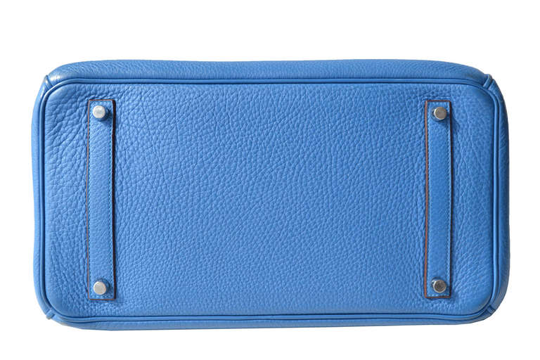 Women's 35 Hermes Birkin Handbag / Mykonos Taurillon Clemence Leather / For Sale