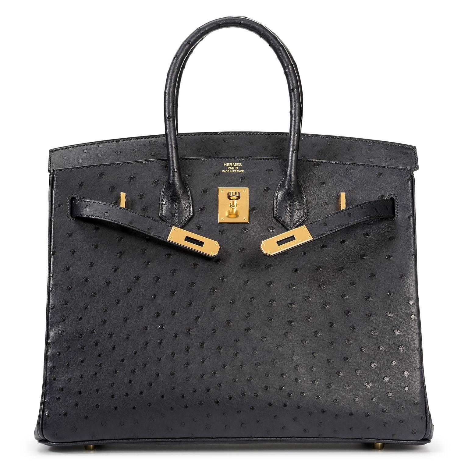 NEW Birkin 35 Ostrich Blue Indigo with gold hardware. SHIPPING INCLUDED 1