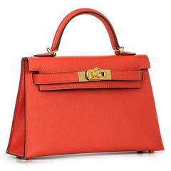 RARO Kelly Mini Sellier 20 cm Rouge Tomate Epsom Gold Hardware - BNIB