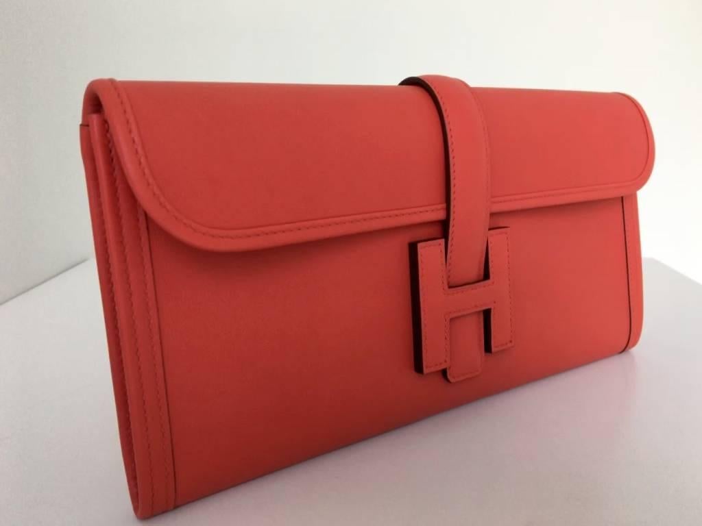 Red Hermes Jige Rouge Vermillon Swift For Sale