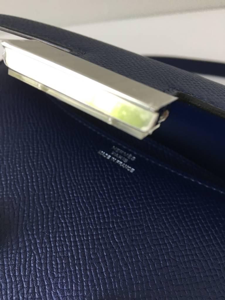 Constance Mini Bleu Saphir Epsom Palladium Hardware - 18 cm For Sale 2