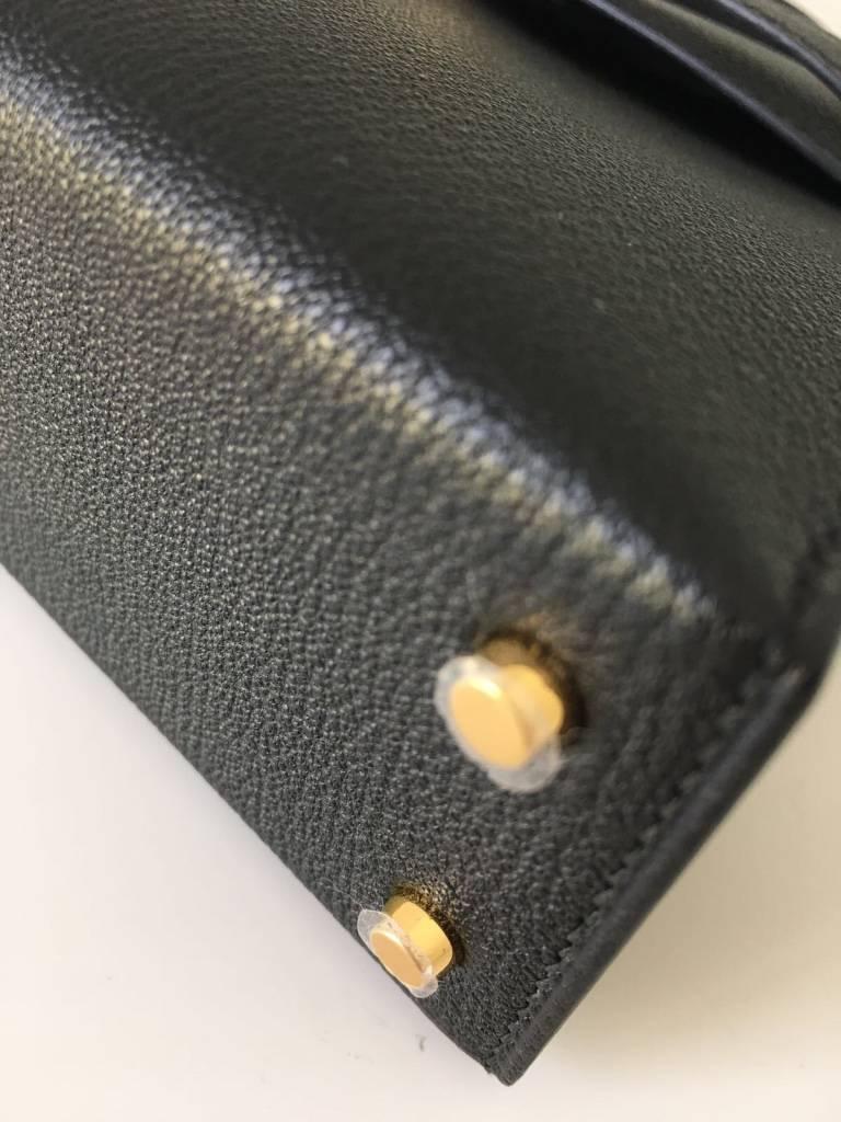 Women's or Men's Kelly Sellier Mini Black Chevre Mysore Gold Hardware - Limited and super rare! For Sale