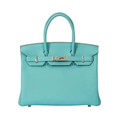 Hermes 30 cm Birkin Bleu Atoll Good deal!