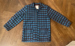 YSL Rive Gauche Fall 1978 checked blue and brown barn documented shirt jacket
